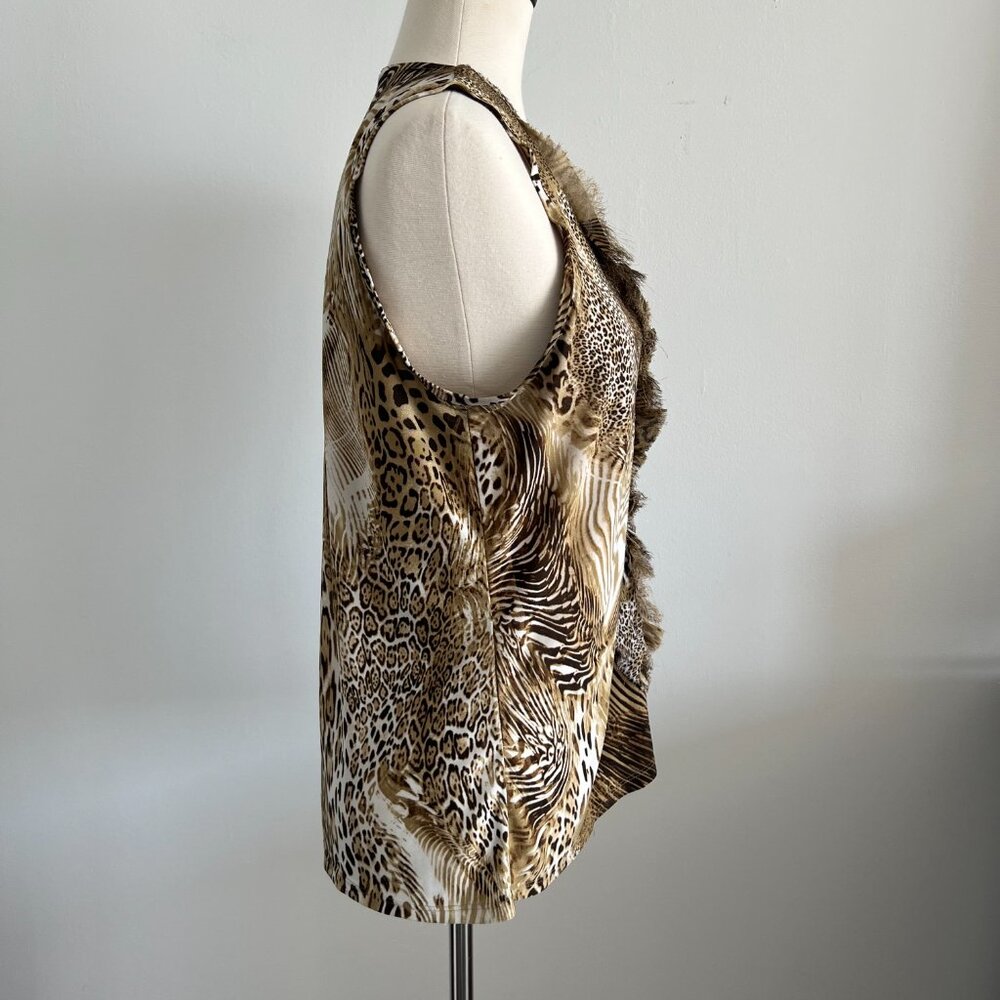 Animal Print Ruffled Tank - Picture 2 of 7